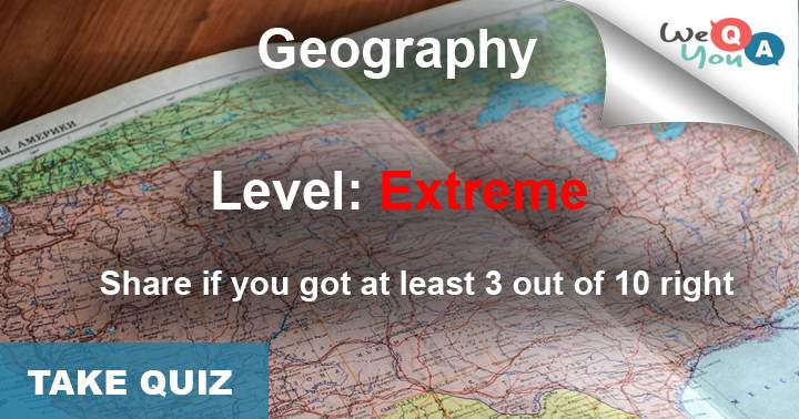 Banner for A 10-question challenging geography quiz.